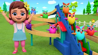 Learn Colors for Children with Little Baby Girl Fun Play Wooden Owl Climb Stairs Toyset 3D Education