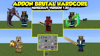 TOP ADDON BRUTAL HARDCORE MCPE KEREN SENJATA BANYAK SUPPORT VERSI 1.20+ BRUTAL HARDCORE BAPAK ADDON