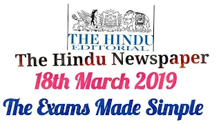 The Hindu Newspaper 18th March 2019