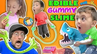 EDIBLE GUMMY SLIME JUMP ROPE w  SHARK BOARD GAME FAMILY NIGHT FUNnel Vision Vlog