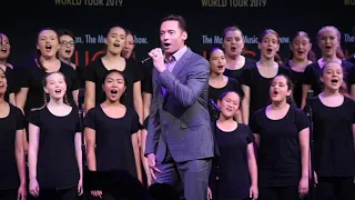 Hugh Jackman and Keala Settle and the Australian Girls Choir. Filmed for BroadwayWorld Sydney