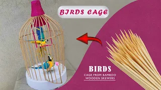 How to Make Birds Cage from Bamboo Wooden skewers || Birds House || CraftDiyArts || CDA