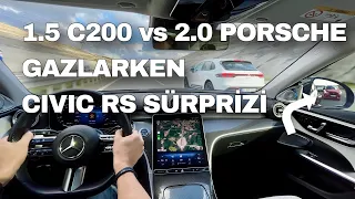 Mercedes W206 C200 vs Porshce Macan T Crazy driving on Autobahn (English subtitles)