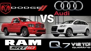 Dodge RAM SRT-10 Vs Audi Q7 V12 TDI / 3 Rounds Drag Race // Forza 4