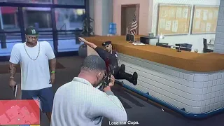 Grand Theft Auto V - Franklin, Lamar & Stretch Attack The Police Station