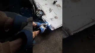 Welding a dozer blade