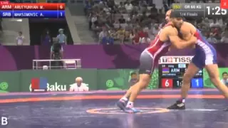 Migran Arutyunyan (Armenia) vs Aleksandar Maksimovic (Serbia) Baku 2015