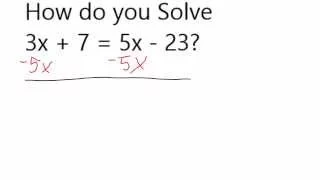 Solve 3x + 7 = 5x -  23