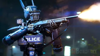 Un robot policía DISPARA a los alborotadores | Chappie | Clip en Español