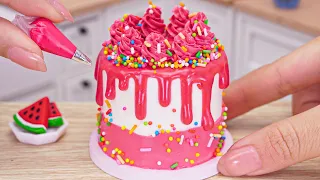 Beautiful Miniature Pink on Pink Chocolate Cake Decoration - Yummy Dragon Fruit Cake | Mini Bakery