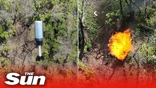 Ukrainian special tactical 'Adam' sets Russian dugout filled with ammo on fire with drone
