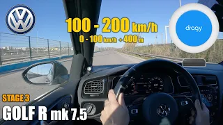 VW Golf R STAGE 3 ⏱ 100 » 200 km/h + 0 » 100 km/h + 400 m DRAGY 📈✔️
