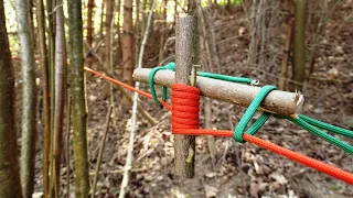 Two Sticks Rope Tensioning System - Outdoor Wilderness Tips - Building a Shelter