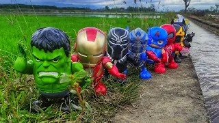 Avengers Action Figures, Iron Man, Hulk, Spider Man, Black Panther, Captain America
