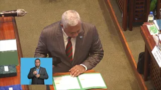 Fijian Prime Minster takes his Oath of Allegiance in Parliament