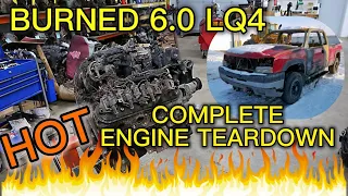 BURNED Silverado 6.0 LQ4 Engine Teardown! Will I Get A Good Short Block Out Of This?