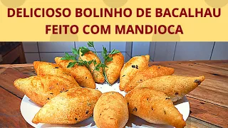 DELICIOSO BOLINHO DE BACALHAU FEITO COM MANDIOCA|  UM MOLHO ESPECIAL E CREMOSO!!