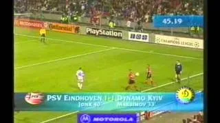 1997 September 17 PSV Eindhoven Holland 1 Dinamo Kiev Ukraine 3 Champions League