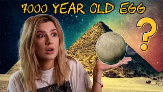 7000 yr old Ostrich Egg with the Pyramids of Giza on?