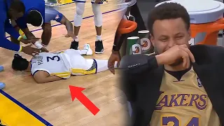 Curry can’t stop laughing at Jordan Poole twerking after an and one 😭