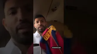 Kun Aguero agradeciendo desde el Jet Privado