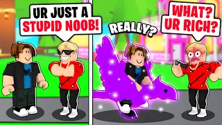 NOOB With A *MEGA NEON* PHOENIX! Rich Flexer Tried To ROAST US! (Roblox Adopt Me)