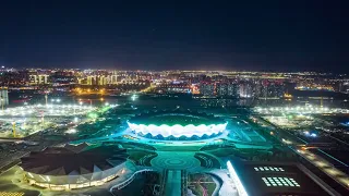 night scene of construction of Xi'an Olympic Sports Center