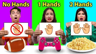 No Hand One Hand Two Hand Challenge | 24 Hour School Challenges Funny Ideas and Crazy Situations