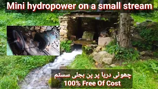 Mini hydro with turbine 3 times the power | mini hydroelectric project on a small stream|