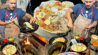 BEST OMELETTE MAKING | Karachi Street Food Perfect Omelet Cooking. Double Anda Bhurji Ghotala Recipe