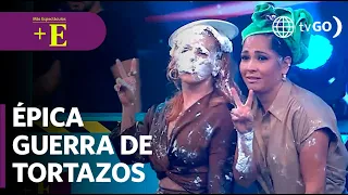 Epic pie-face duel between Johanna and Katia | Más Espectáculos (TODAY)