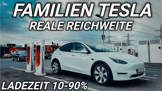 Tesla ModelY Long Range Reale Reichweite und Ladezeit 10-90% Verbrauch Test