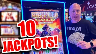 10 JACKPOTS in Under 25 Minutes! ★ $300/SPIN Buffalo Gold Slots in Las Vegas!!!