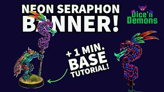 Seraphon Painting Tutorial: How to Paint a Neon Saurus Warrior Banner with Flouroscent Paints!