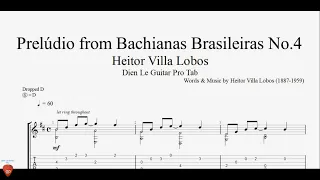 Heitor Villa Lobos - Prelúdio from Bachianas Brasileiras No.4 - Guitar Tutorial + TAB