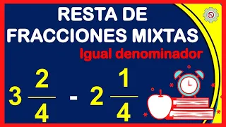 ✅ Resta de Fracciones Mixtas con igual denominador - Ejemplos Resueltos | Fracciones