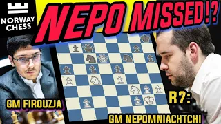 NEPO MISSED!? || GM FIROUZJA VS GM NEPOMNIACHTCHI || NORWAY CHESS (2021) || ROUND 7.3 || RKEE TV ||