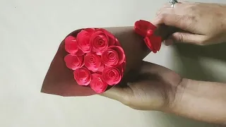 DIY|Valentine's Day gift making ideas|Rose day craft|Rose bouquet making|Paper flower bouquet making