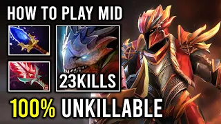 How to Play Mid Dragon Knight Like 12K MMR with 100% Unkillable 1v5 Giant Elder Black Dragon Dota 2