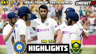 INDIA Vs SOUTH AFRICA - 3rd Test Day 3 Highlights|India Tour Of South Africa|Cricket22 Gameplay1080p