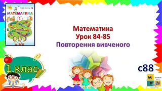 Математика 1 клас Урок 84-85 Повторення вивченого. автор підручника Скворцова