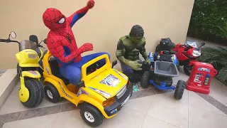 TEAM SPIDER-MAN vs BAD GUY TEAM! SPIDERMAN MCDONALDS DRIVE THRU Giant Spider Prank! Hulk Joker Veno