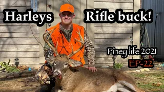 Harleys 8 point rifle buck self filmed! Tennessee deer hunting. Piney life EP-22