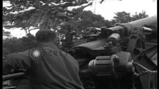 United States 127th Field Artillery Regiment's Battery B soldiers load shells in ...HD Stock Footage