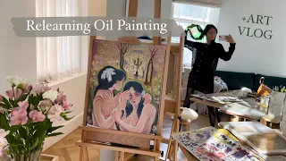 My first oil painting in 4 yrs + Art Studio VLOG