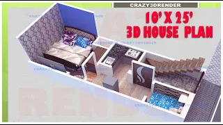 10x25 SMALL HOUSE PLAN | 10 X 25 NARROW HOUSE PLAN |  10X25 GHAR KA NAKSHA | 10X25 3D PLAN | 10X25 |