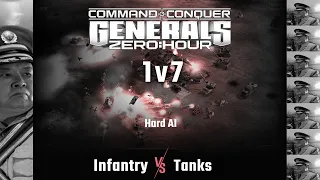 C&C Generals Zero Hour - 1 vs 7 Hard AI - Infantry vs Tanks (Twilight Flame)