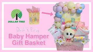 HOW TO MAKE a Gift Basket Hamper | Dollar Tree DIY | Baby Shower Gift Idea | MINI BALLOON GARLAND