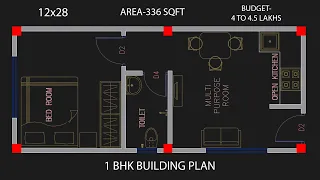 12 X 28 HOUSE PLAN / 12 X 28 BUILDING PLAN / 336 SQFT GHAR KA NAKSHA / 1 BHK HOUSE PLAN