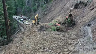 Ben Lomond Slide: Raw drone video of massive slide above Highway 9 in Santa Cruz Mts. threatening ho